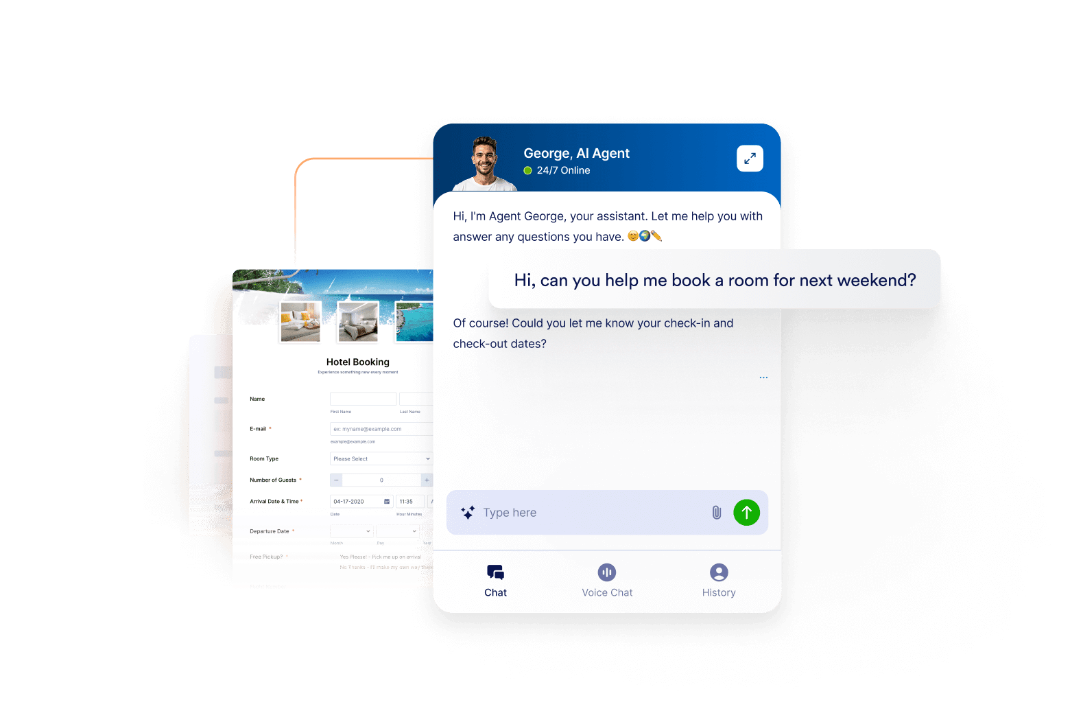 Chatbot screen that indicates form assistance option