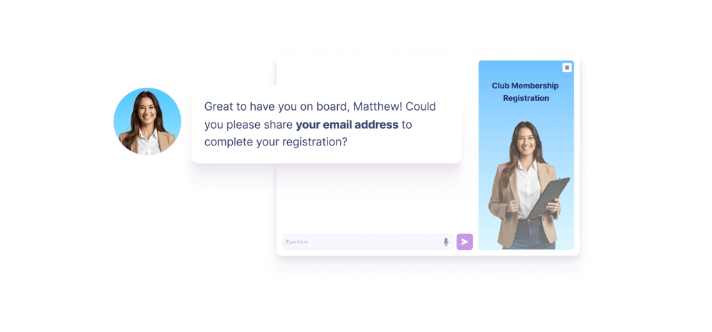 Standalone AI Agent conversation screen that AI greets customer