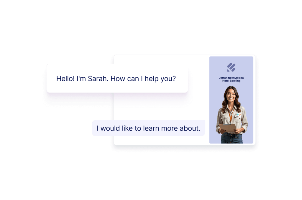 Standalone AI Agent conversation screen about hotel booking