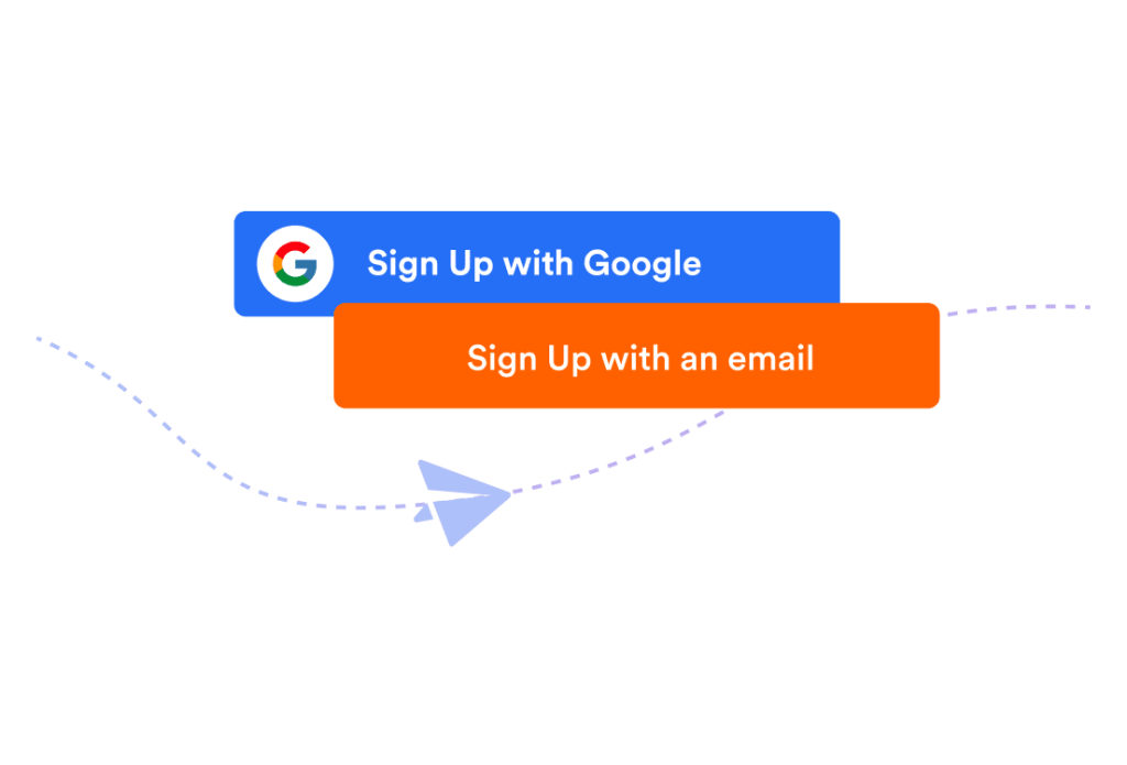 2 boxes that shows signup options of Jform