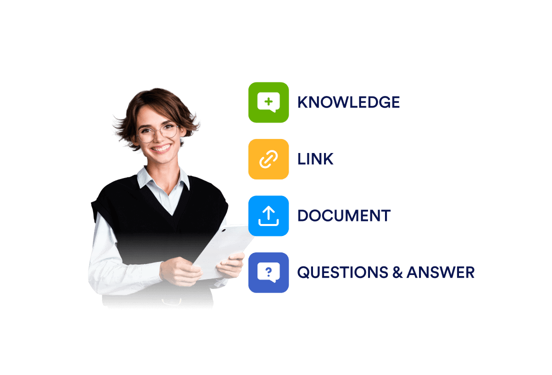 A women and next to her there are 4 boxes of training options