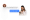 A woman holds a mobile phone next to her conversation boxes indicate conversation between her and AI agent