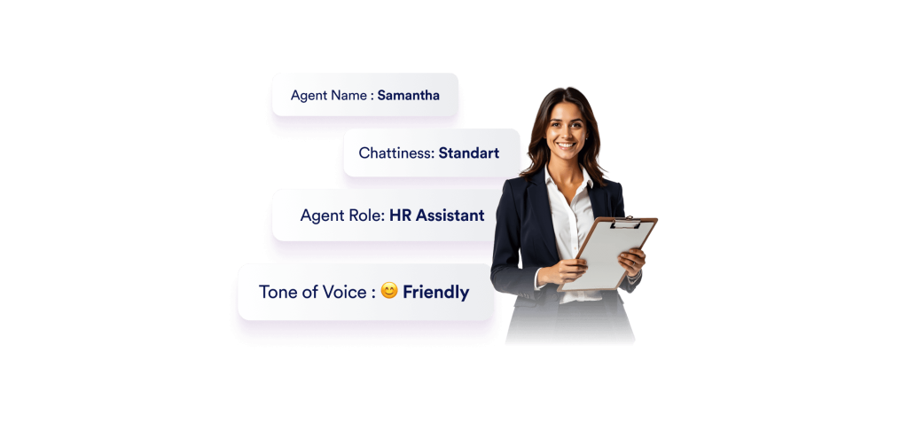 An AI Agent and next to her agents properties