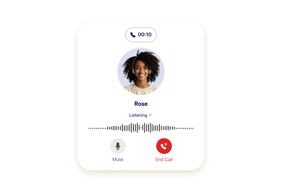 A ongoing voice agent calling screen