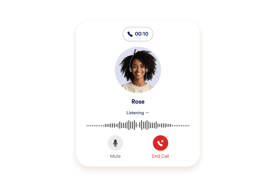A ongoing voice agent calling screen