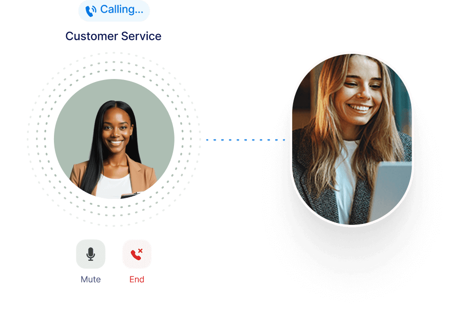 A customer service AI agent talks with a women