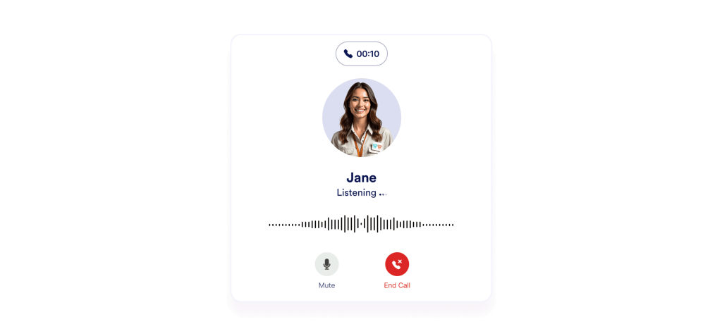 A ongoing voice agent calling screen