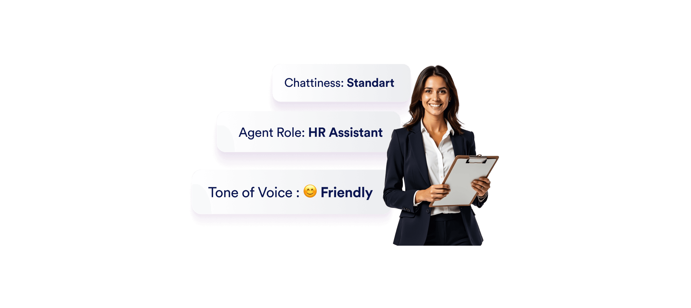 An AI agents and next to her conversation properties of her