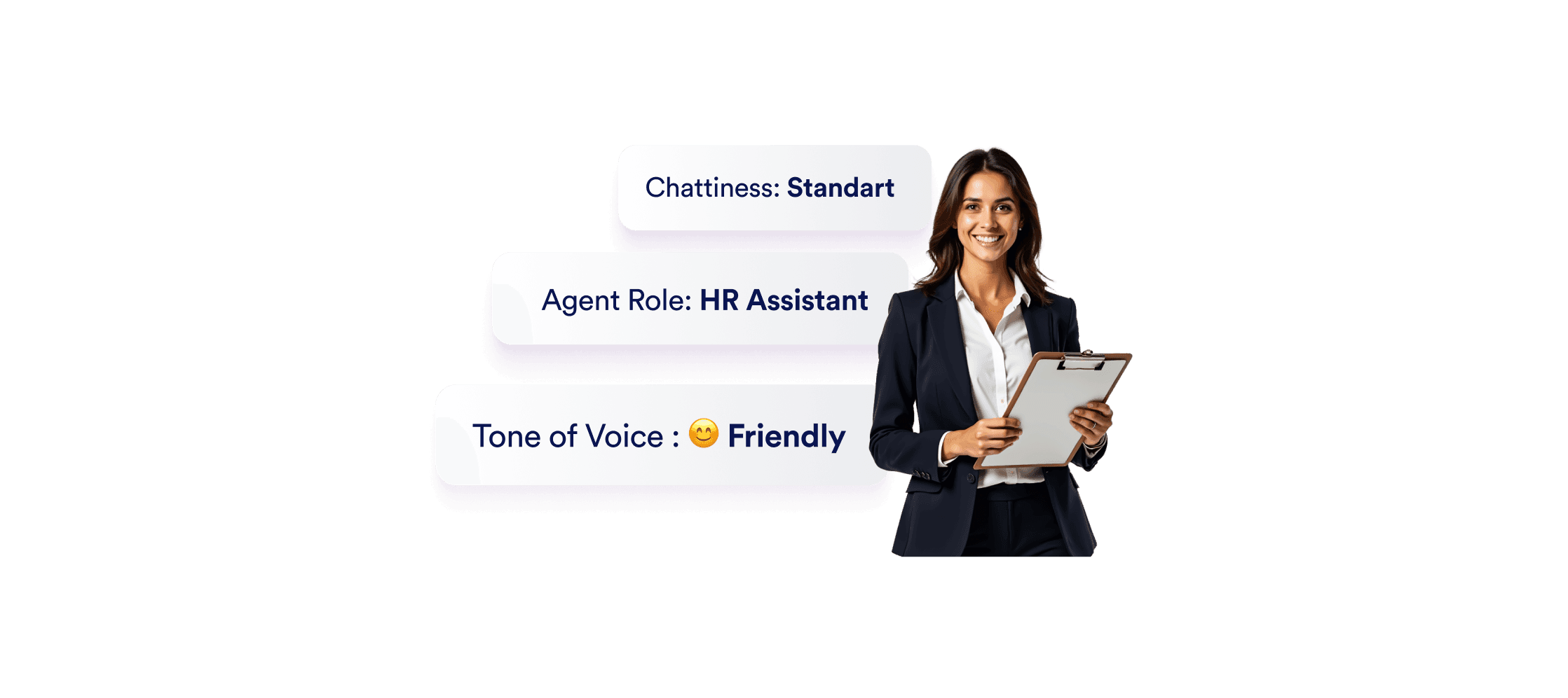 An AI agents and next to her conversation properties of her