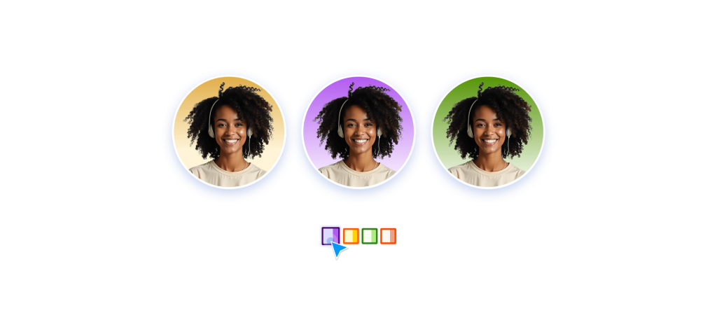 Same AI agent shown with three background color options and below to them color options