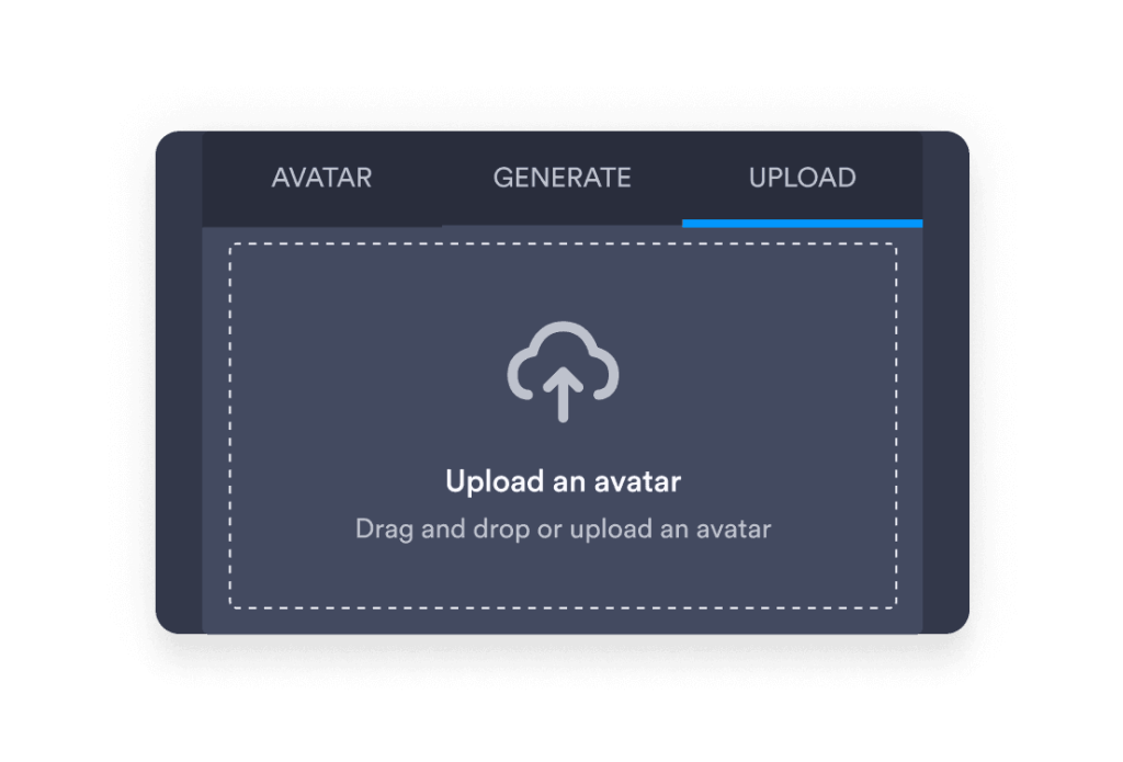 Upload avatar screen from agent settings