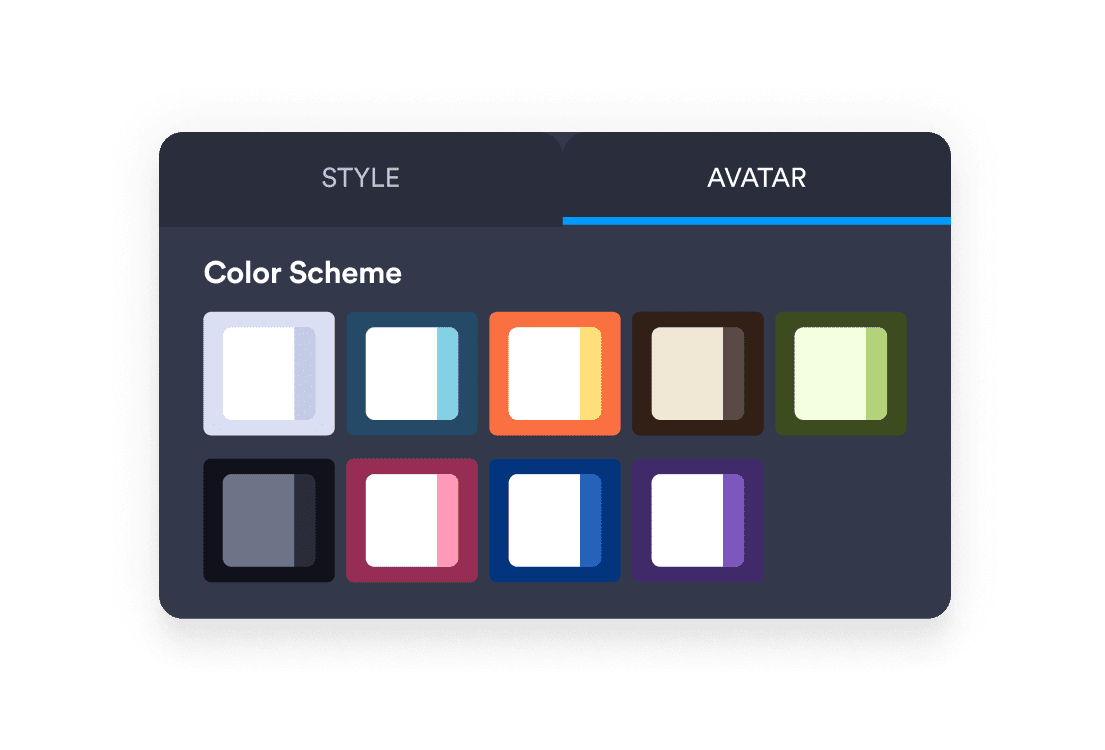 Avatar background color customization option from agent settings