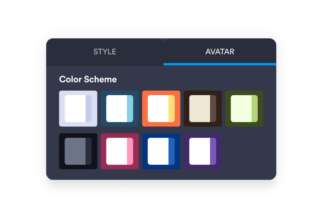 Avatar background color customization option from agent settings