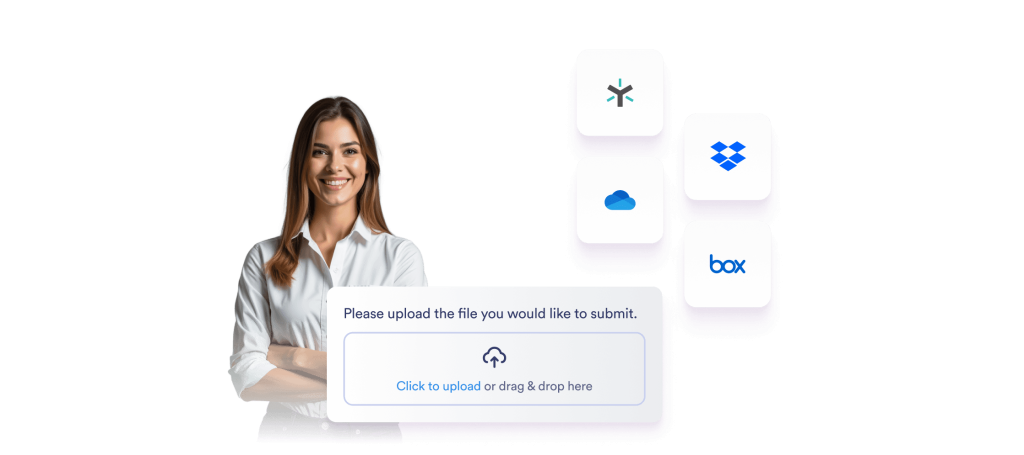 Different integration options next to an upload area component