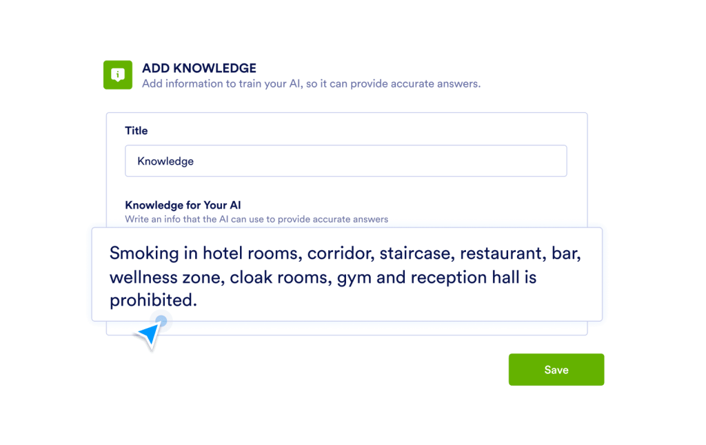 Add knowledge screen with an example message