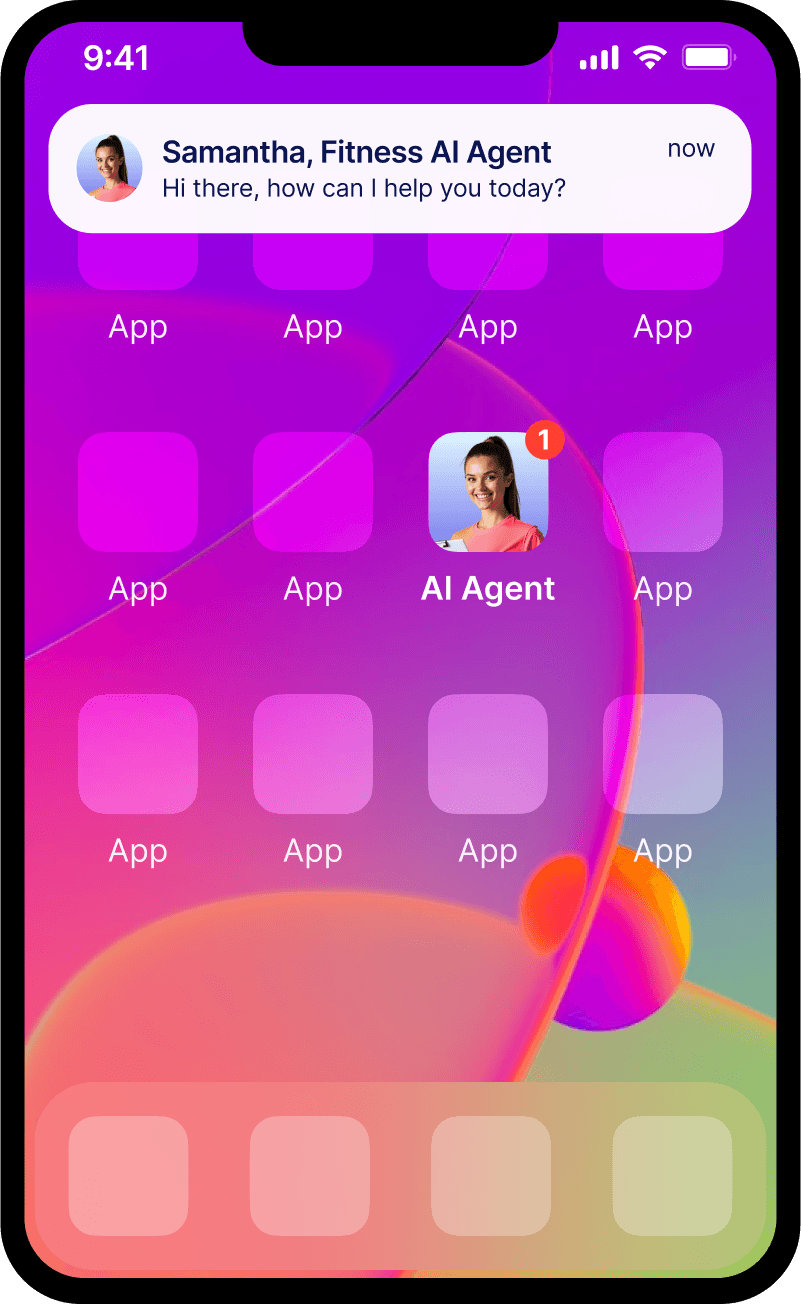 A phone screen that has a notification about AI Agent