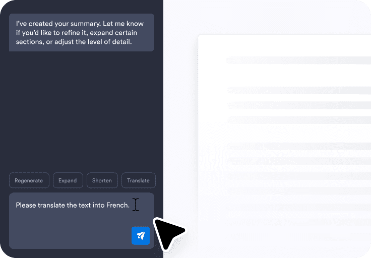 Review the summary and refine it using the chat box