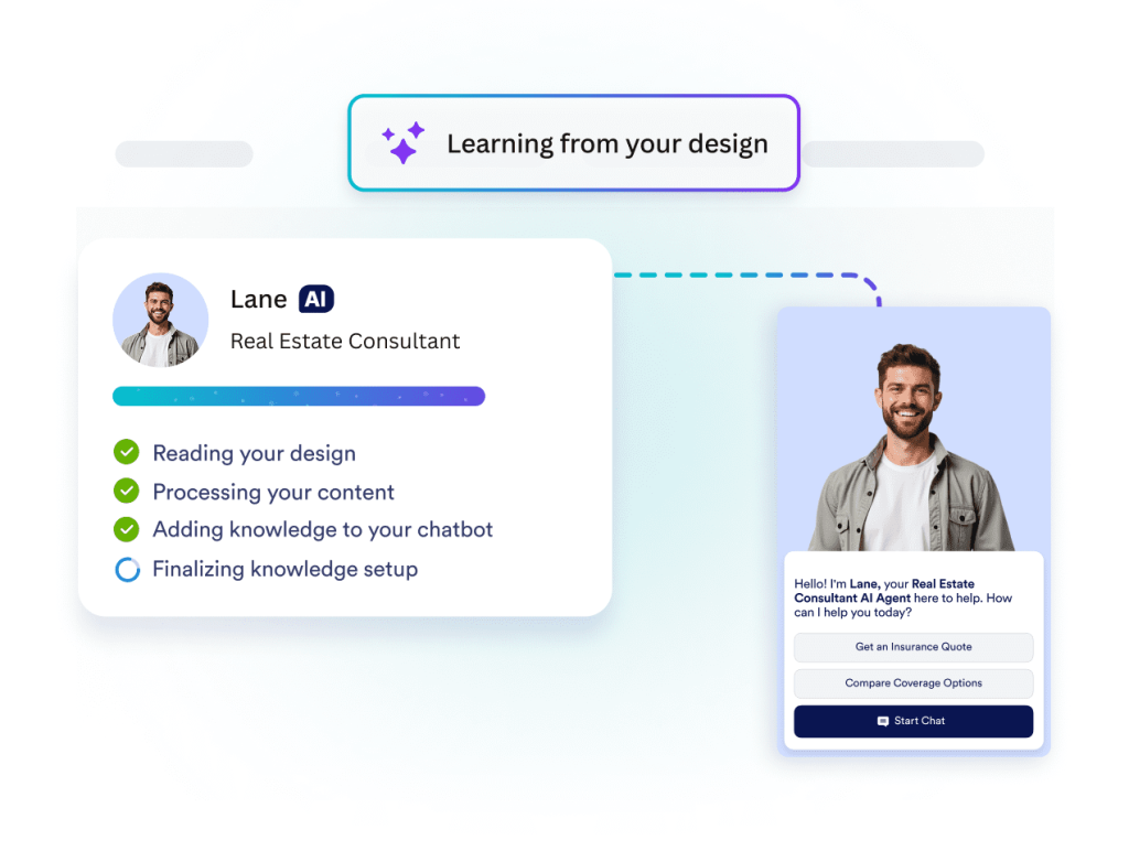 AI chatbot learning from a website design and setting up real estate knowledge