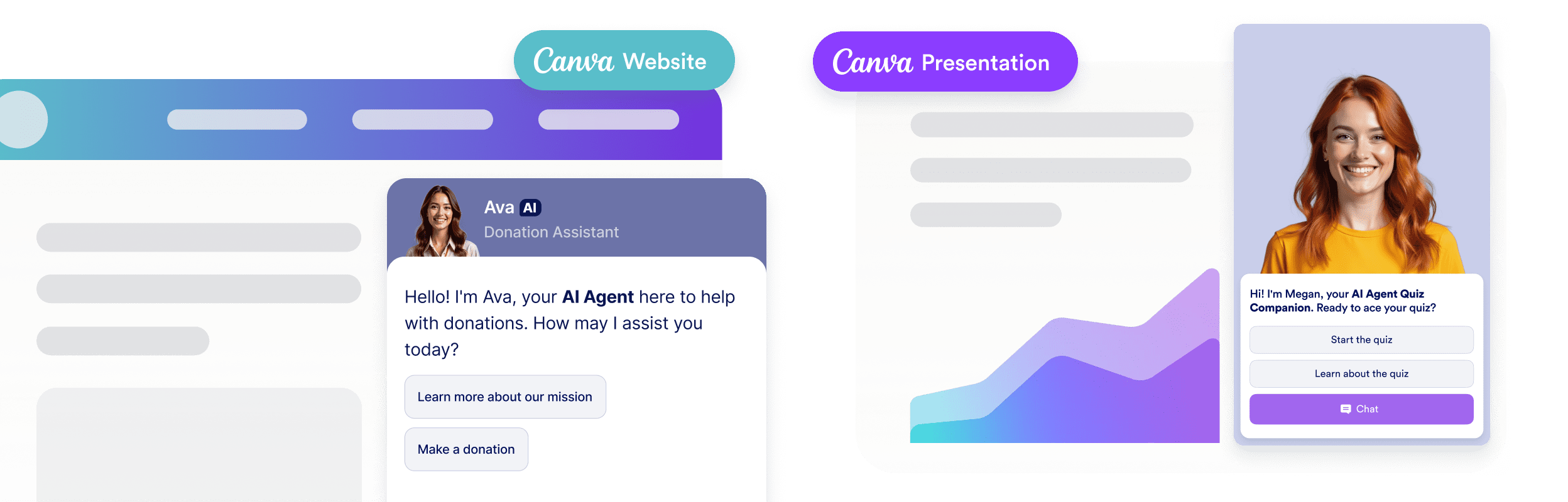 AI chatbot embedded in Canva website and presentation layouts
