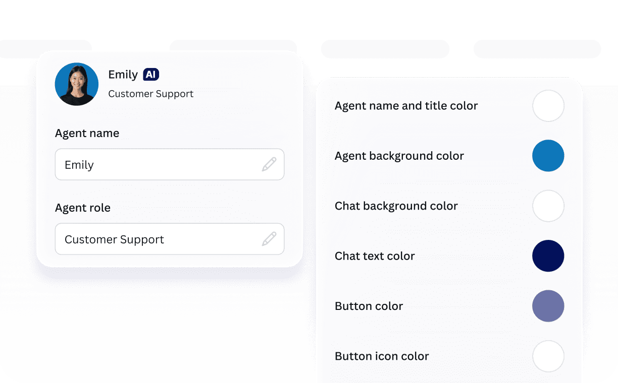 AI agent profile and chat appearance customization settings