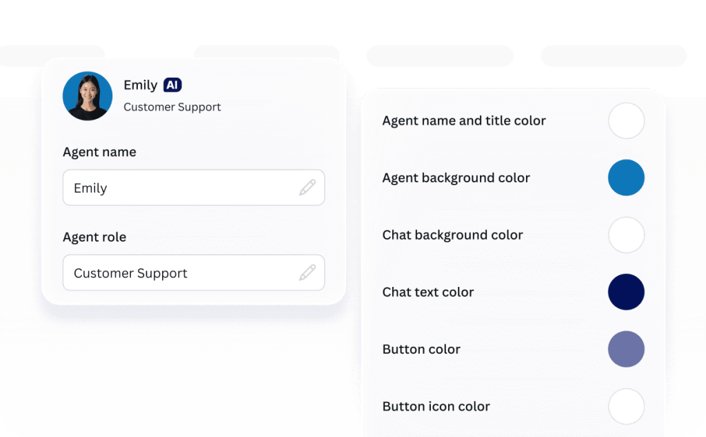 AI agent profile and chat appearance customization settings