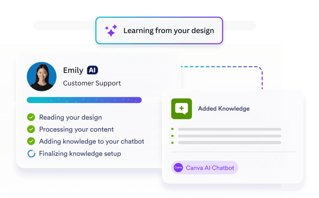 AI chatbot learning from a website design and adding knowledge