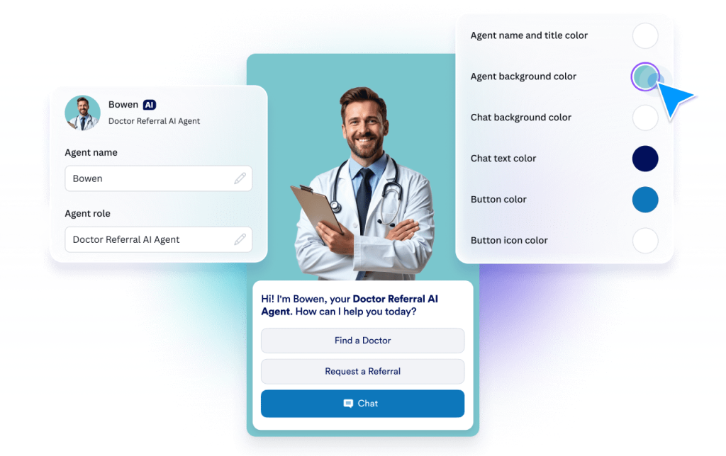 AI chatbot profile and interface customization with color and role settings