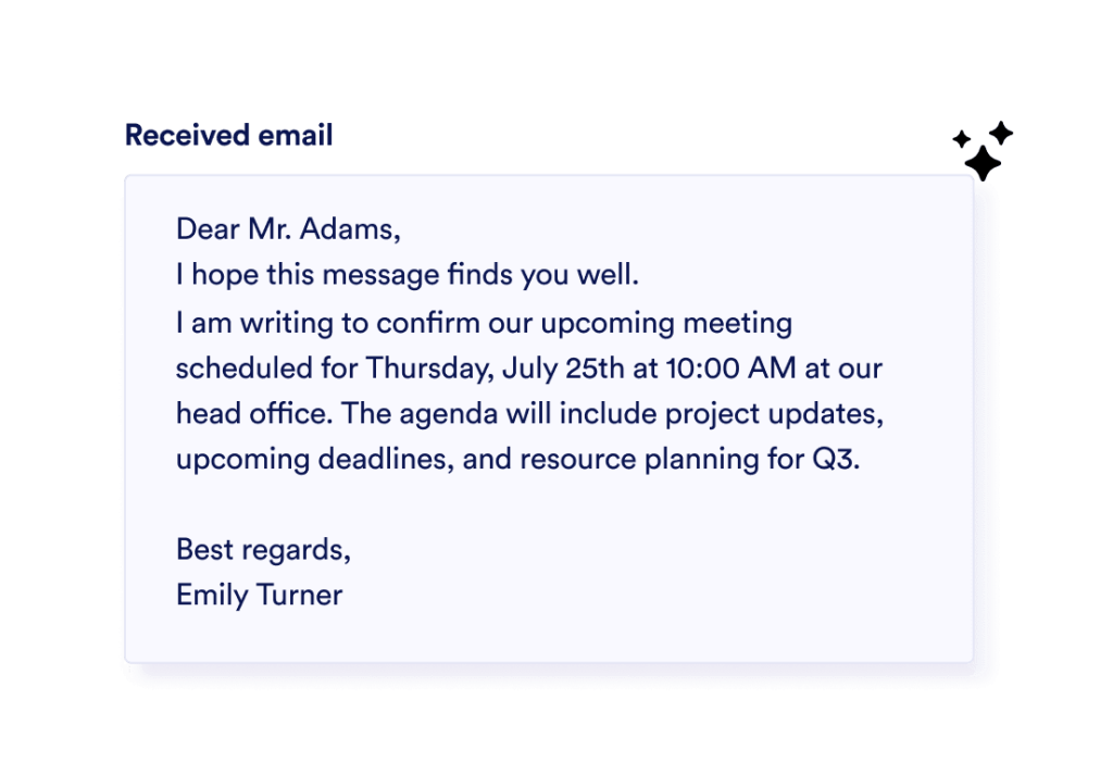 Input the Received Email