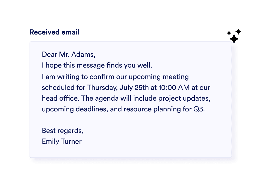 Input the Received Email