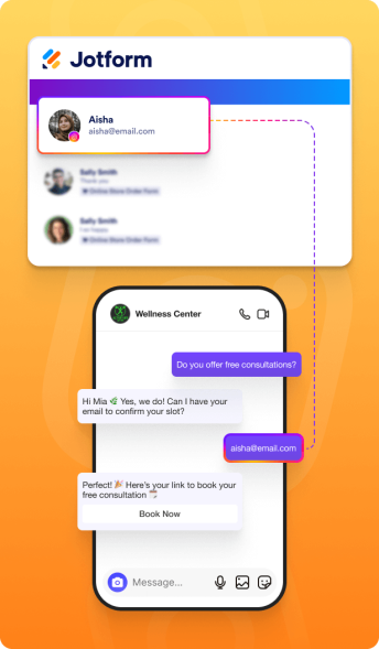 Instagram automation syncing a contact email from Jotform and scheduling a consultation