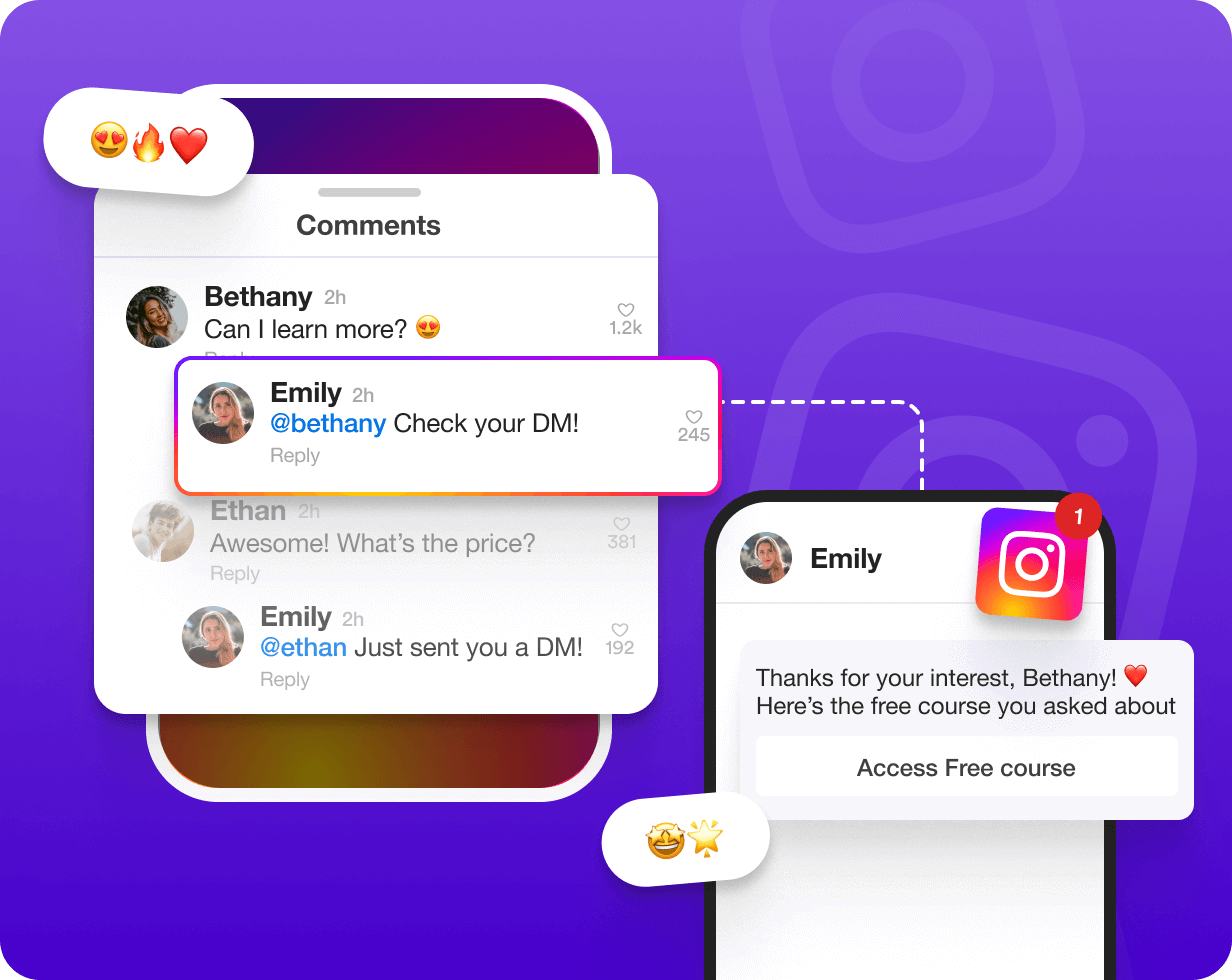 Automated Instagram comment reply directing users to direct messages
