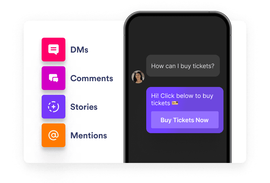Automated Instagram message with ticket purchase button