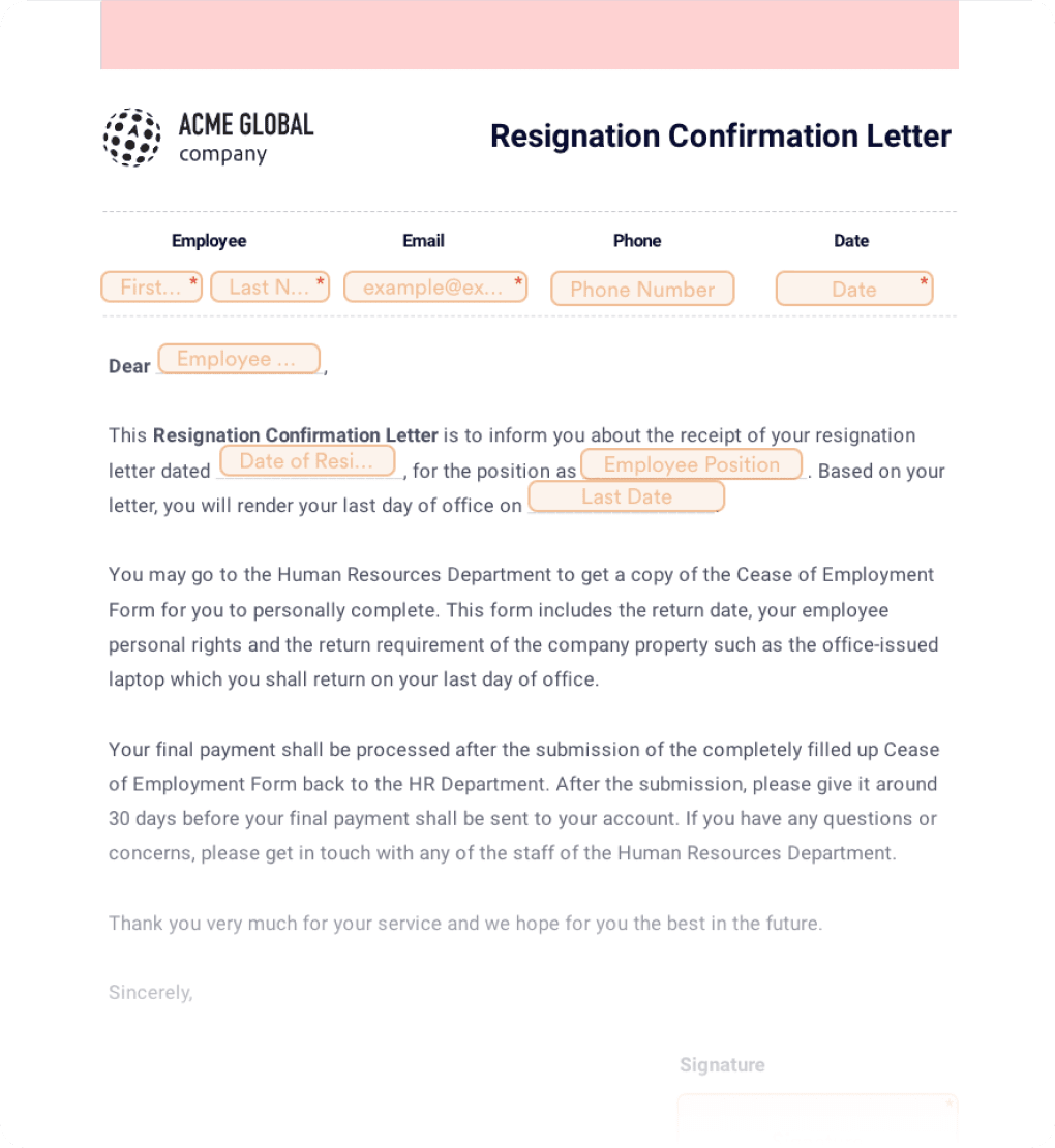 Resignation Letter