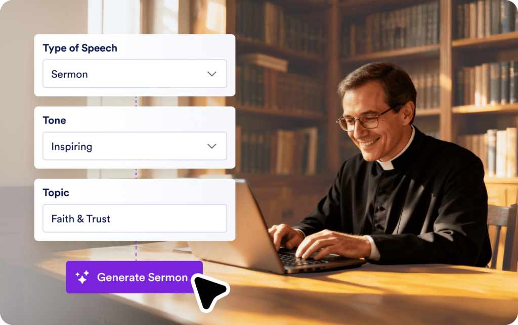 Create sermons instantly with simple inputs