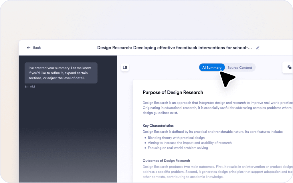 Keep the source and summary together