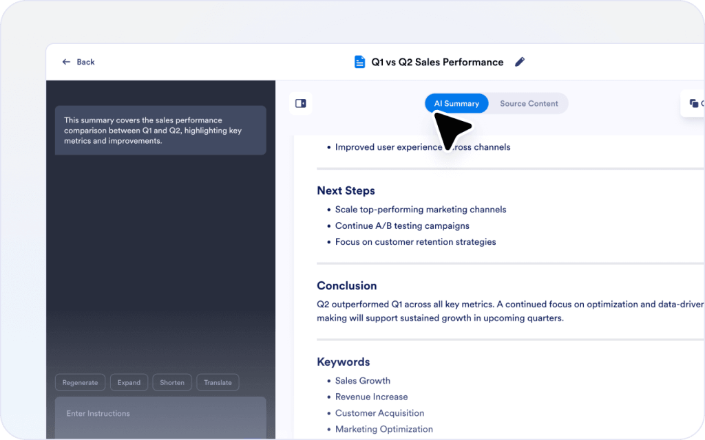 Review the summary while referencing the document