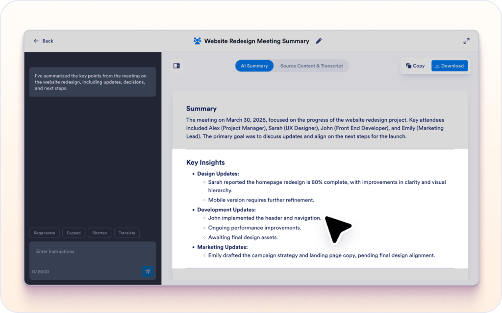 Turn discussions into clear takeaways