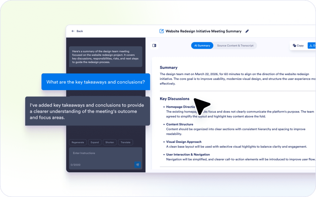 Focus the summary on what matters