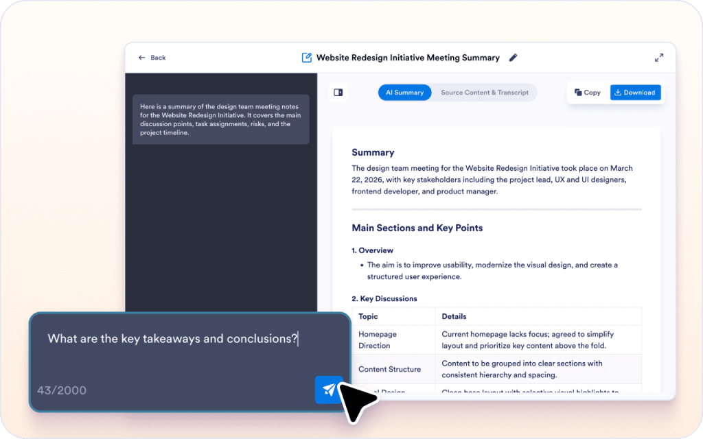 Ask questions about your notes