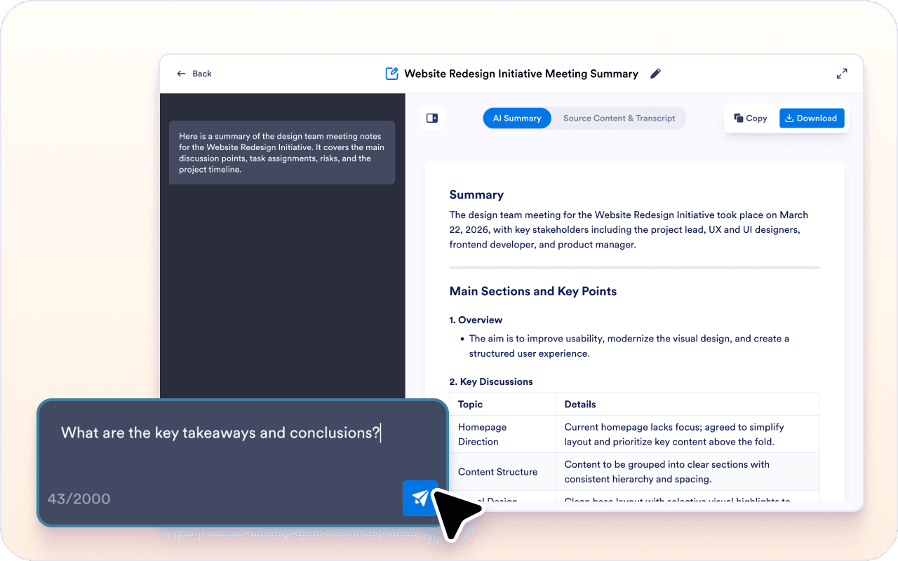 Ask questions about your notes