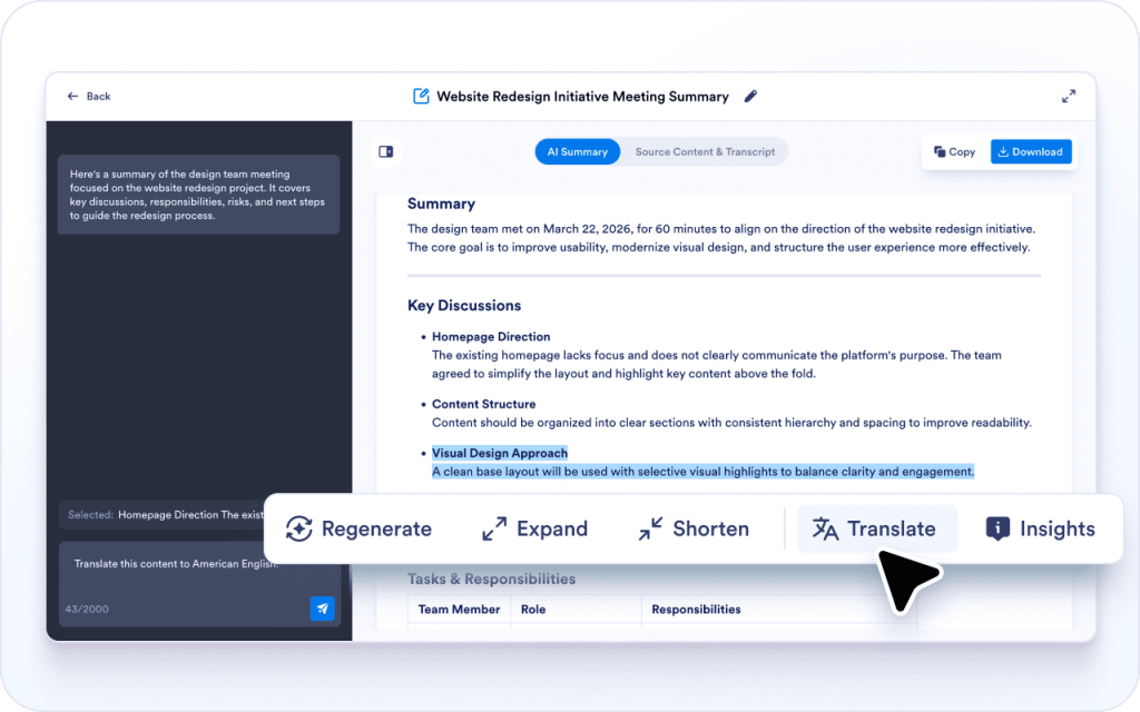 Rephrase or translate selected parts