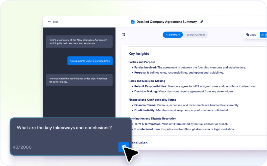 Focus the summary on what matters