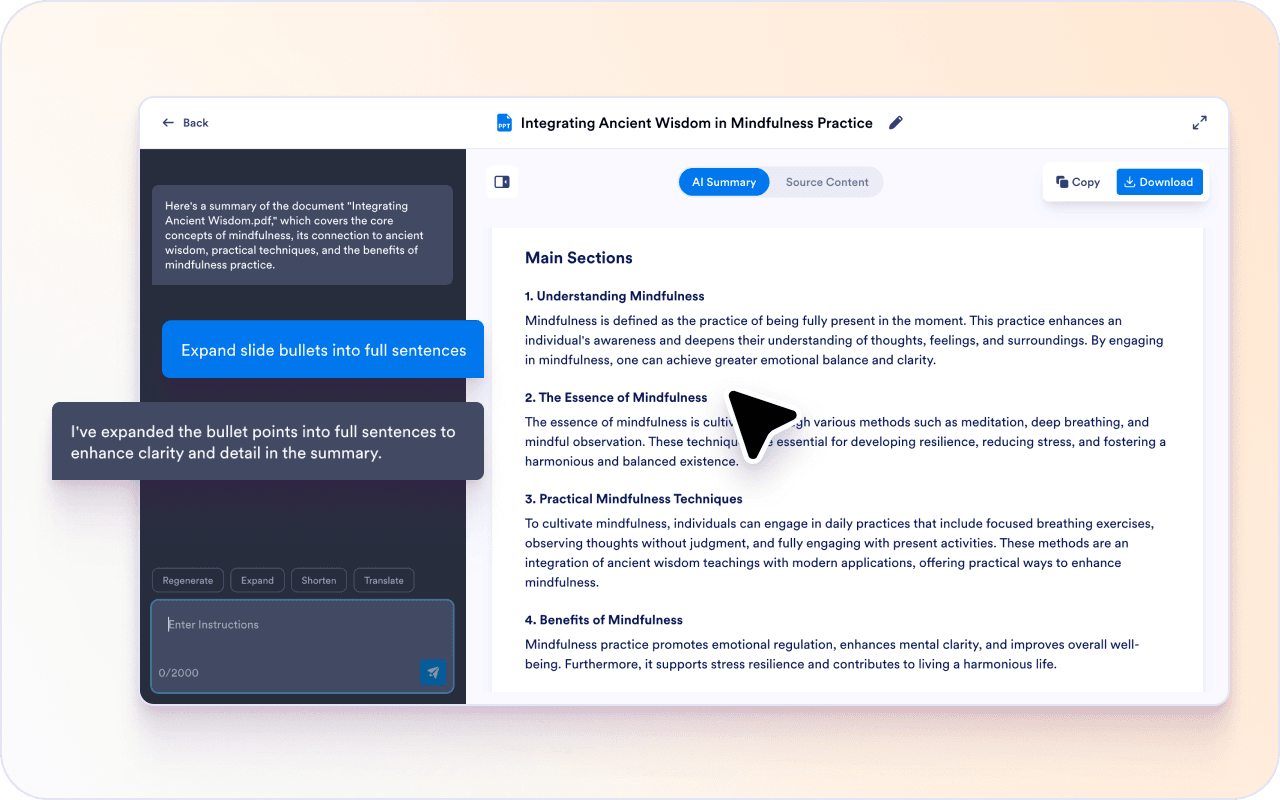 Turn slide bullets into readable notes