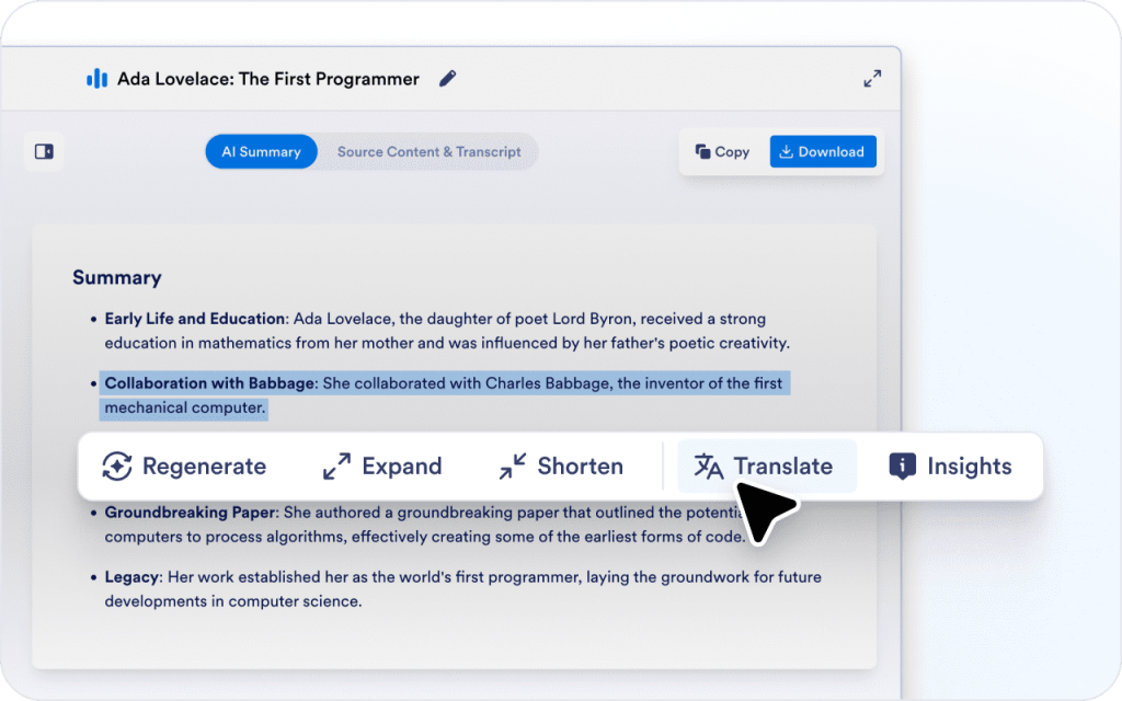 Rephrase or translate selected parts