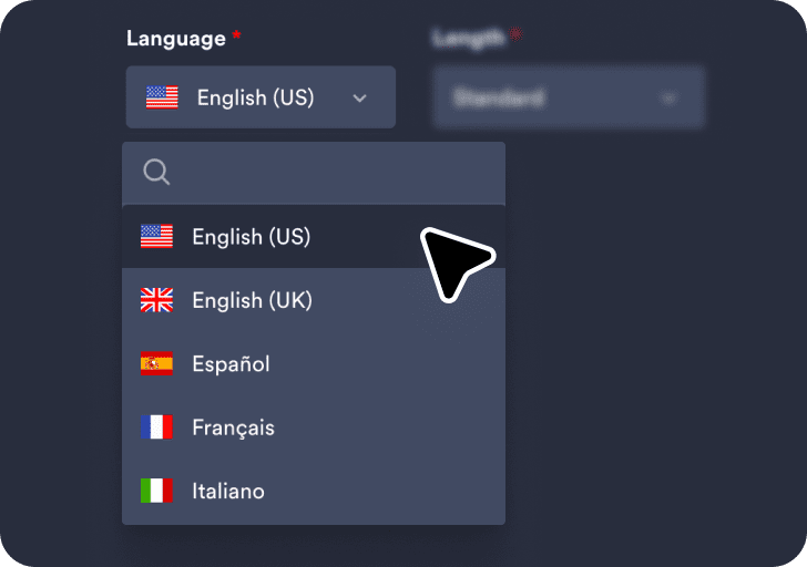 Choose your preferred language from the dropdown