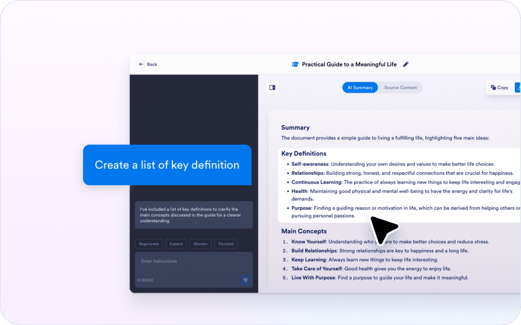 Turn the summary into study material