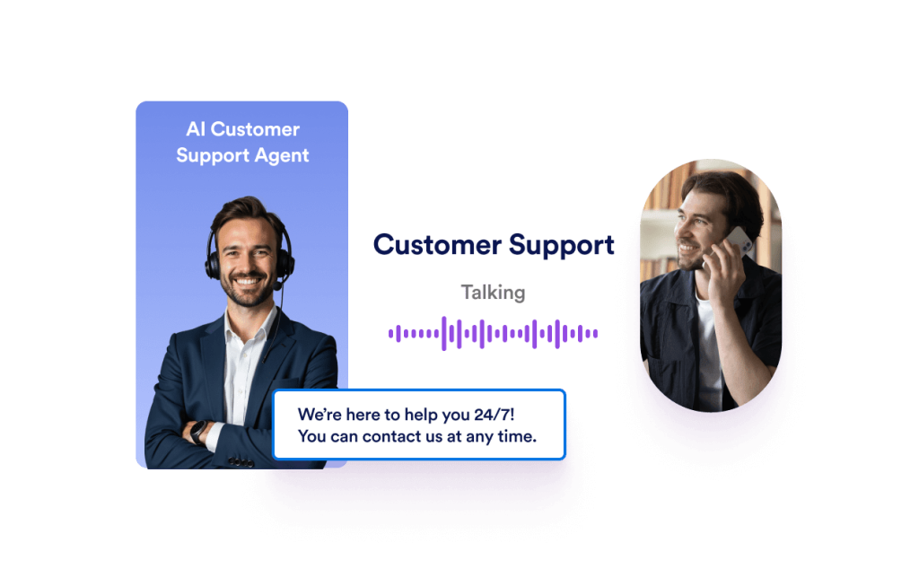 AI customer support agent talks with a customer about contact information