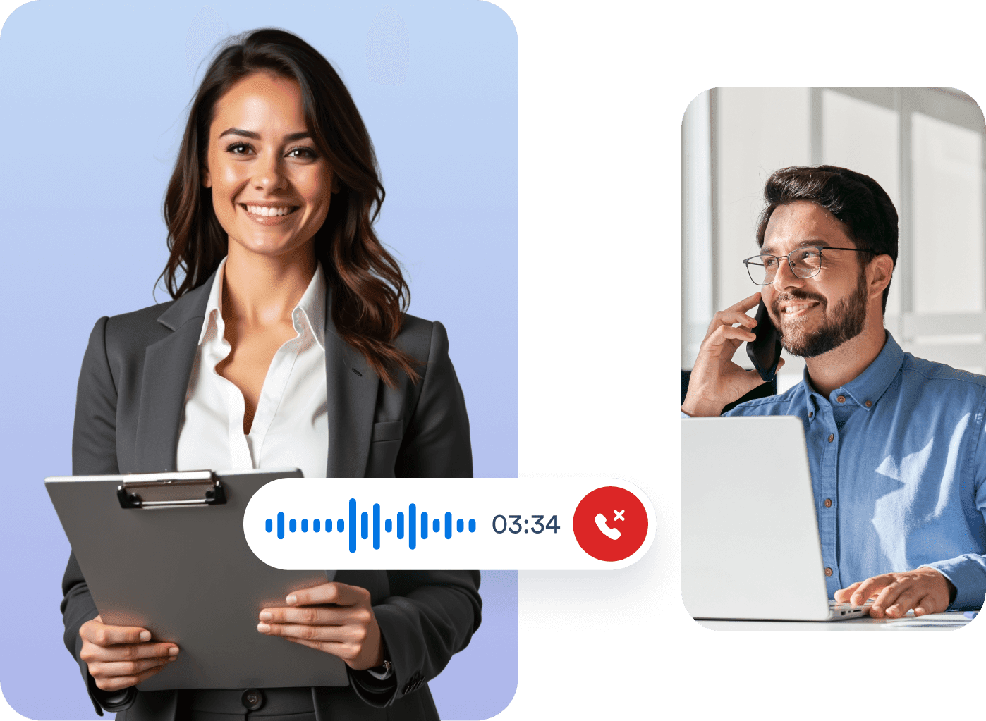 A man is talking with an AI Agent