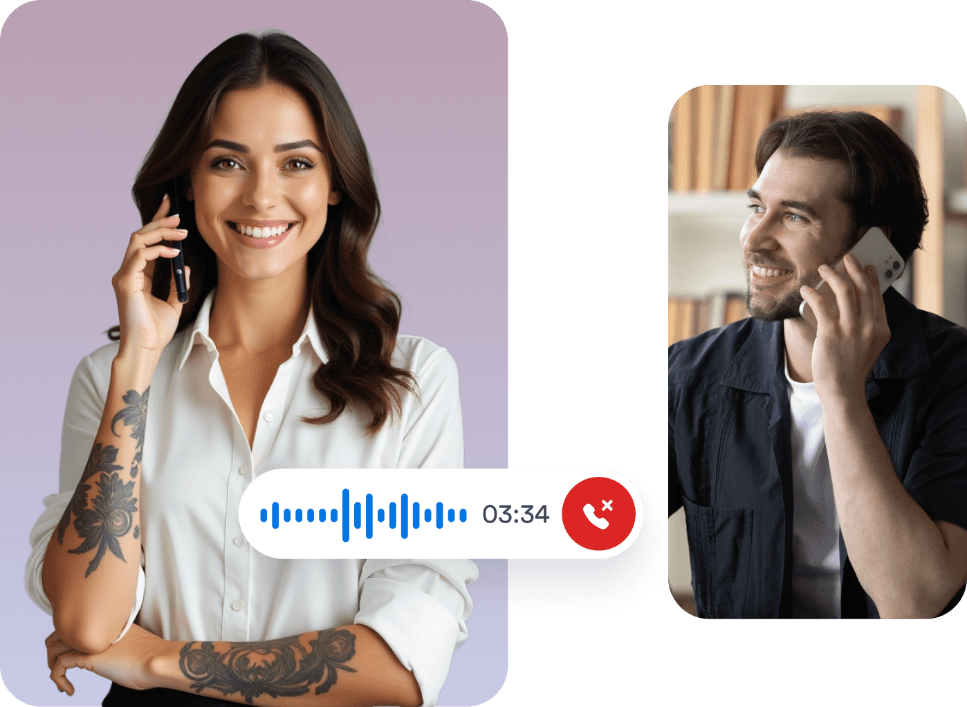 A man talks on the phone with an AI Agent