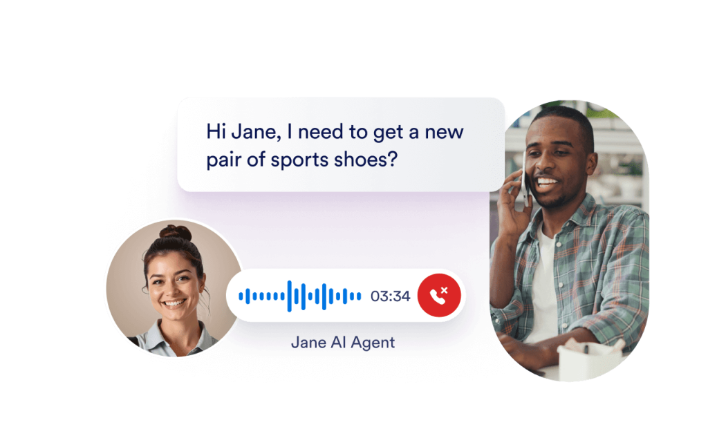 A customer asks question to AI agent for new pair of shoes